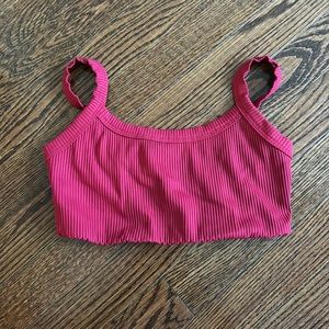Year of Ours Red Ribbed Sports Bra